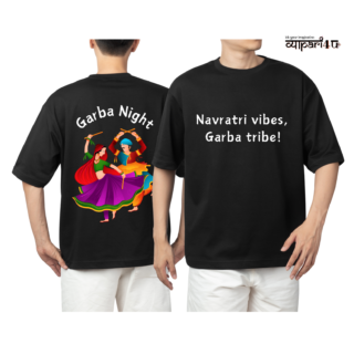 Oversize Black Navratri Graphics T-Shirt | PRNO 007
