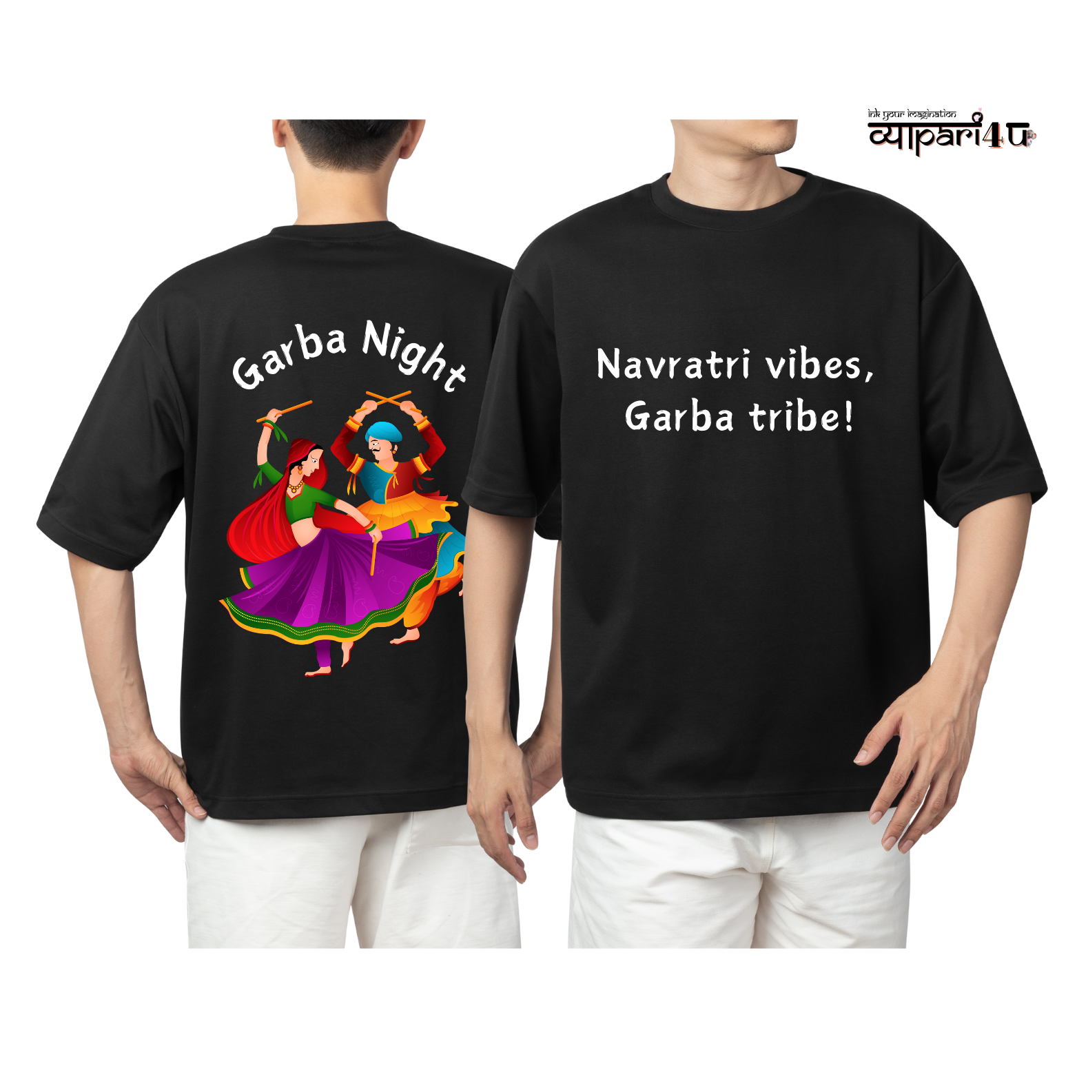 Oversize Black Navratri Graphics T-Shirt | PRNO 007