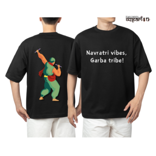 Oversize Black Navratri Graphi T-Shirt | PRNO 006