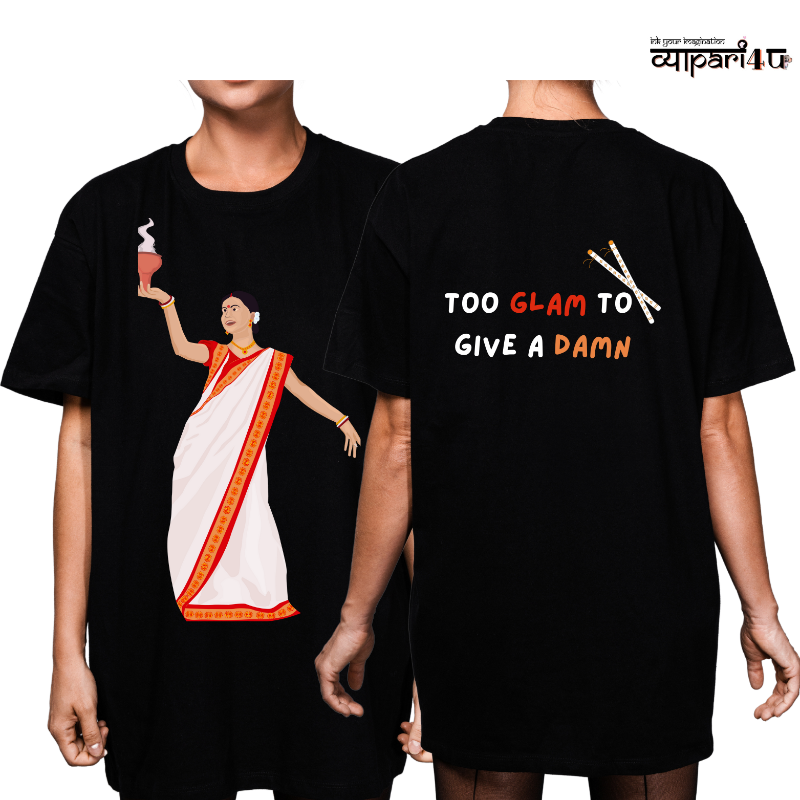 Oversize Black Navratri Graphic T-Shirt | PRNO 003