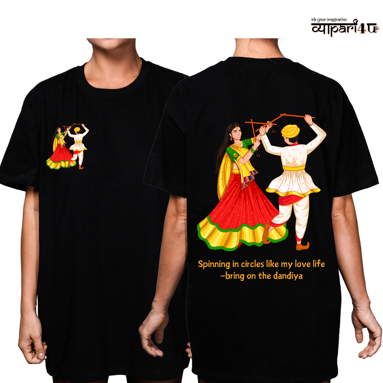 Oversize Black Navratri Graphic T-Shirt | PRNO 002